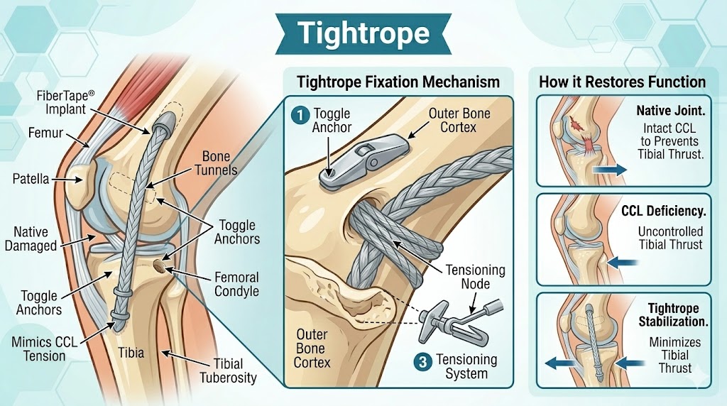 Tightrope Knee Surgery Guide: Treatment, Benefits & Healing Process - All Creatures Veterinary Center The Mechanics of the "Tightrope"