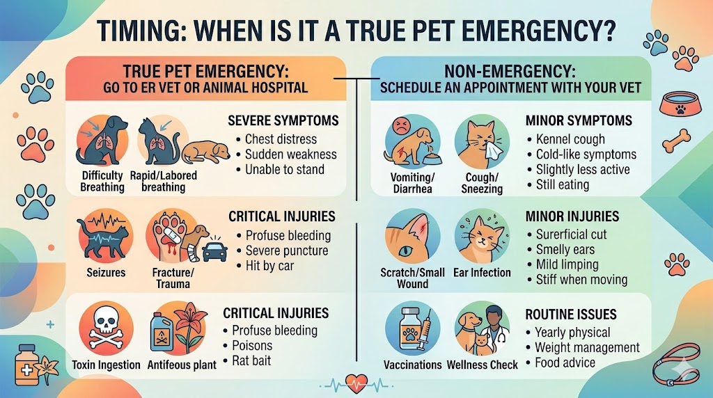 Emergency Vet vs Regular Vet Visit: Cost, Timing & What to Choose - All Creatures Veterinary Center Timing: When is it a True Emergency?
