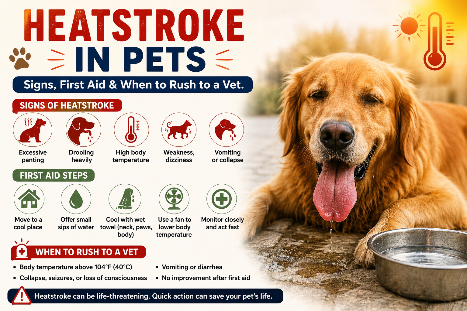 Heatstroke in Pets: Signs, First Aid & When to Rush to a Vet
